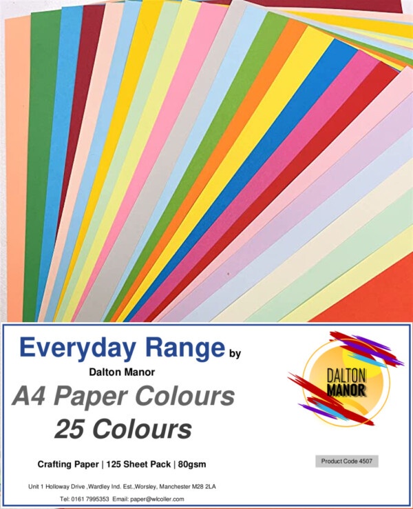 4507 Dalton Manor Mixed Coloured Paper 125 Pack