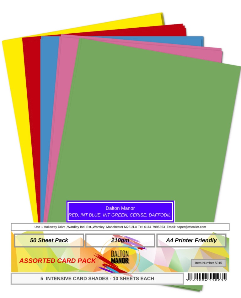 Dalton Manor A4 Bright Coloured Card PK50 - WL Coller Ltd