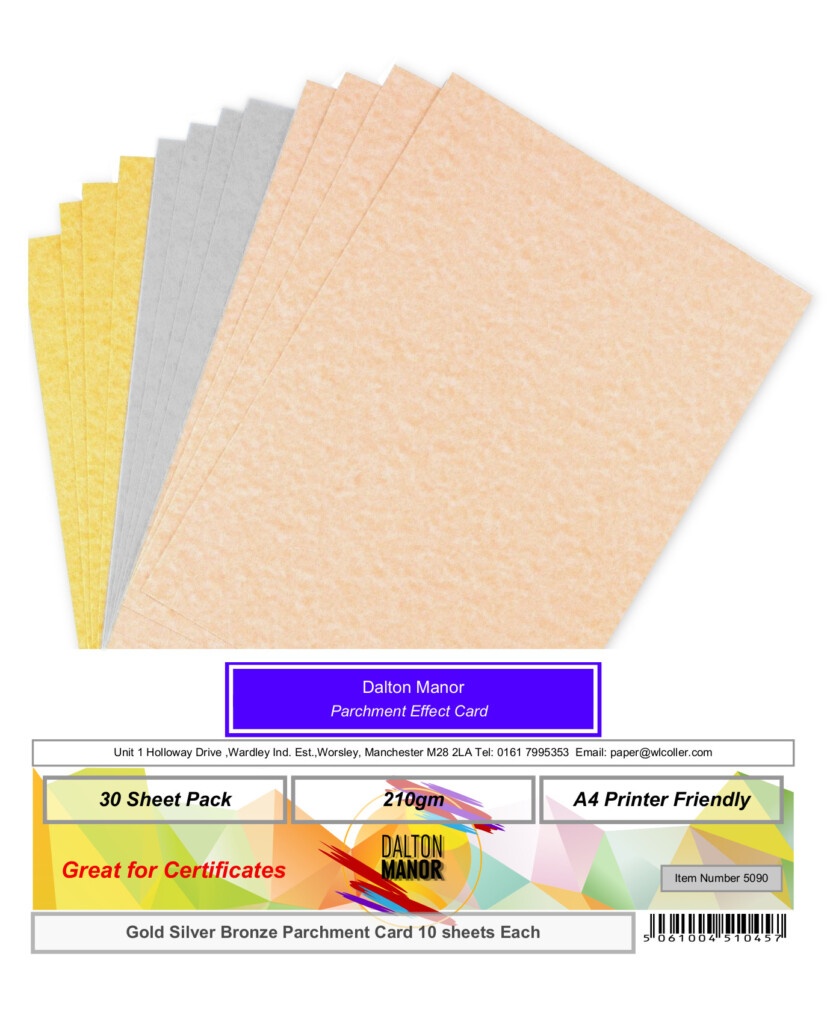 Dalton Manor A4 Assorted Parchment Card WL Coller Ltd