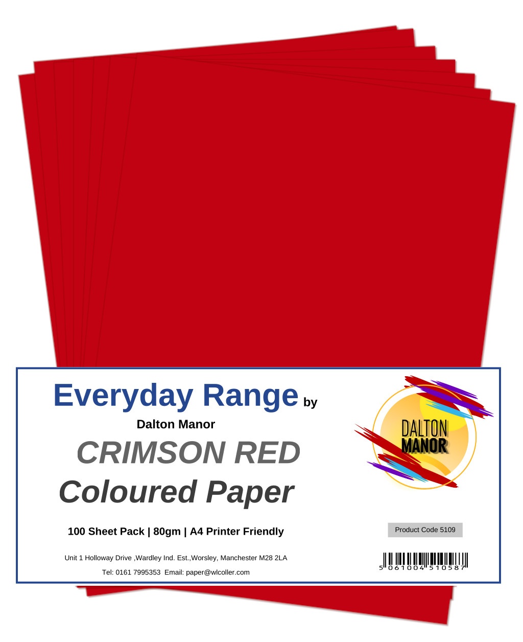 Dalton Manor A4 Crimson Red Paper PK100 - WL Coller Ltd