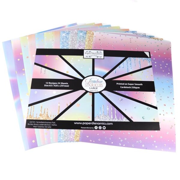 (250G) A3 PAPERDIENAMICS RAINBOW GALAXY SPARKLES PK24